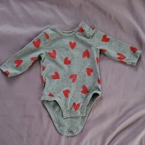 Carter's Gray Bodysuit with Red Hearts